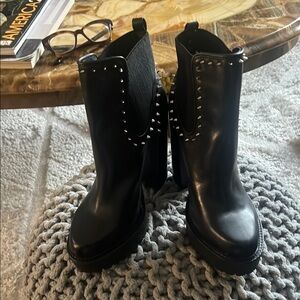 Gianni Bini Studded Black Ankle Boots. Size 9.5 NWOB. Leather. Minor scratches